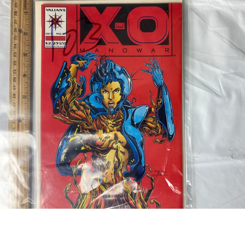 X O Manowar 21‎ Valiant Comic Book Signed by Calafiore